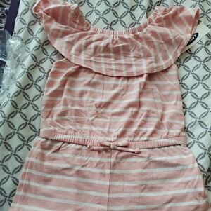 Old Navy Toddler Girl Romper 2T | NWT Pink Striped Off Shoulder Summer Outfit
